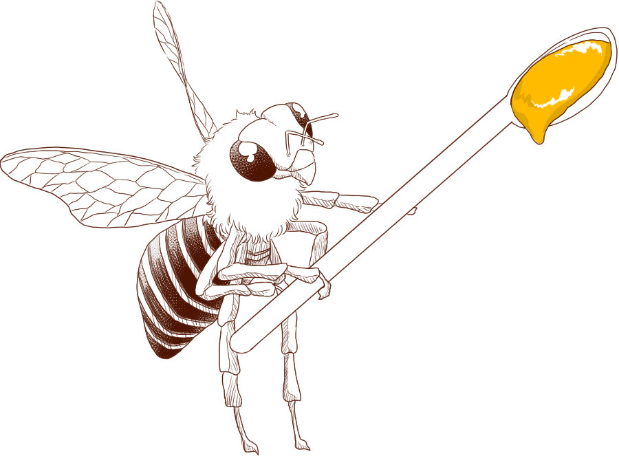スプーンを持った蜂のイラスト