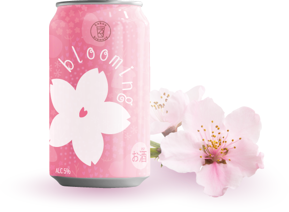 ビール商品と桜の写真