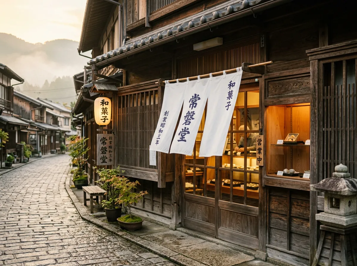 木造の店先と暖簾