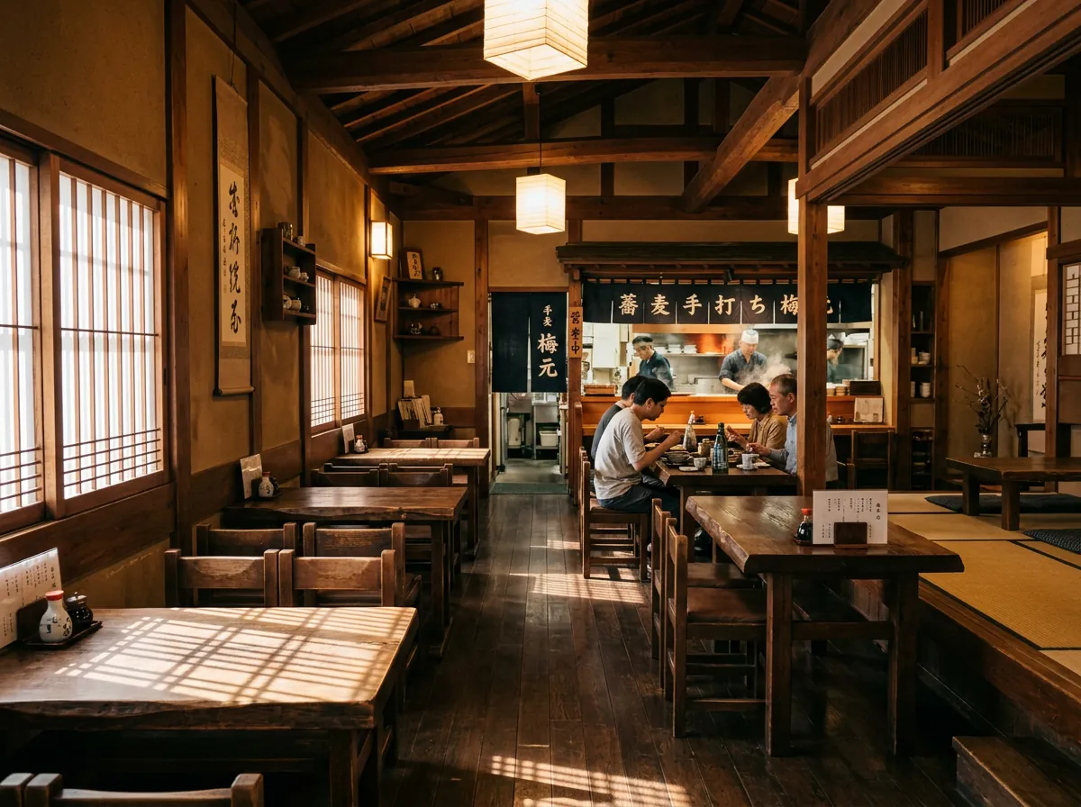 木造の店内と格子窓