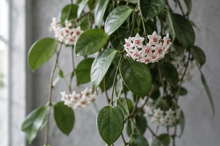 小さな星形の花を咲かせるホヤ